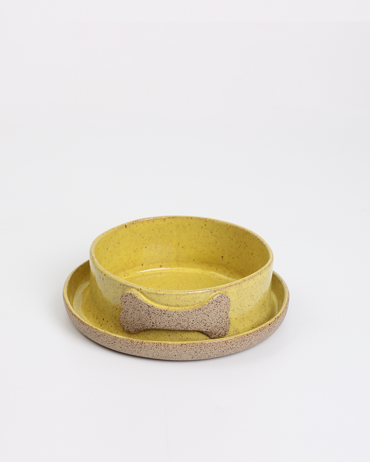 BOWL COMEDOURO OU BEBEDOURO AMARELO BORDA PARA PET